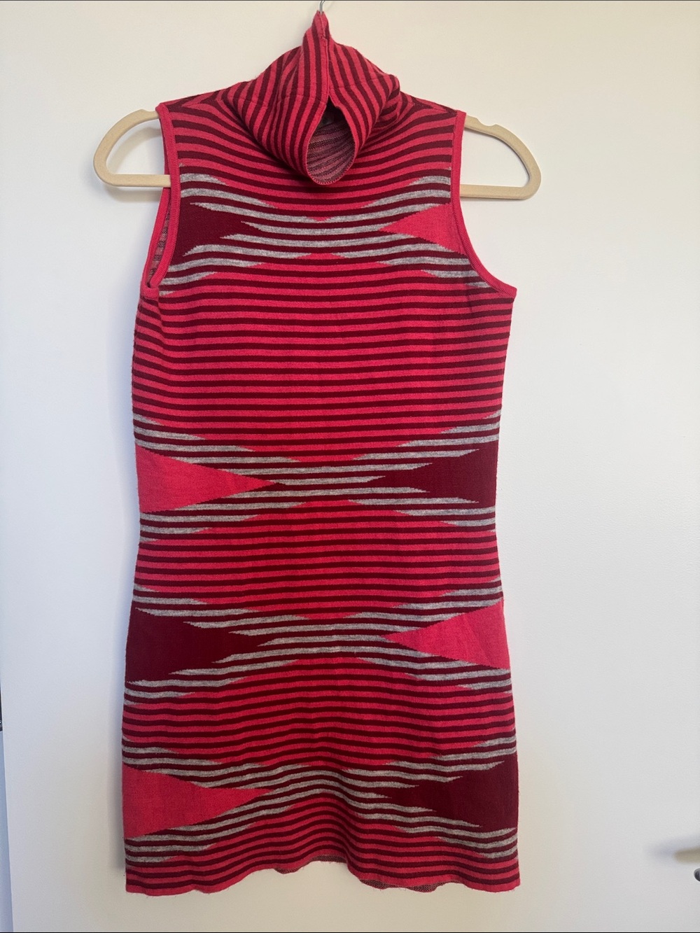 Title nine Sleeveless Turtleneck Striped Knit Dress in Pink & Burgundy